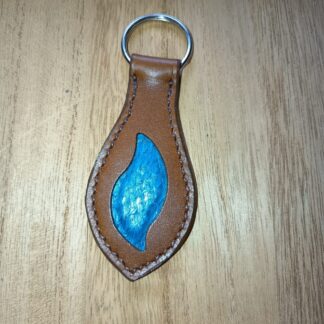 porte-clef-cuir-de-saumon-turquoise