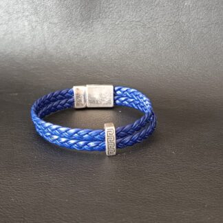 bracelet-cuir-tresse-bleu-roi-2-brins-fermoir-aimante-argente
