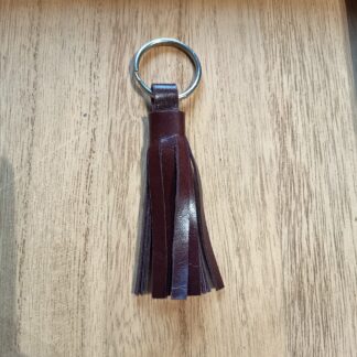porte-clef-cuir-marron-pompon