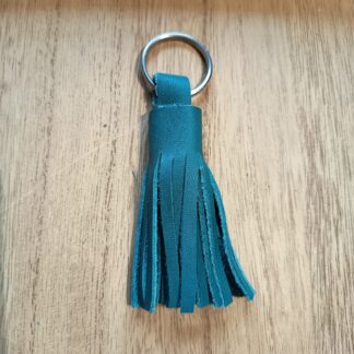 porte-clef-cuir-vert-pompon