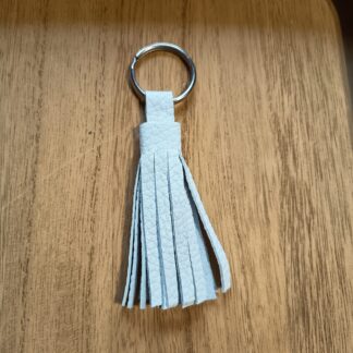 porte-clef-cuir-blanc-pompon