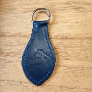 porte-clef-cuir-bleu-tete-de-cheval-cousu-main
